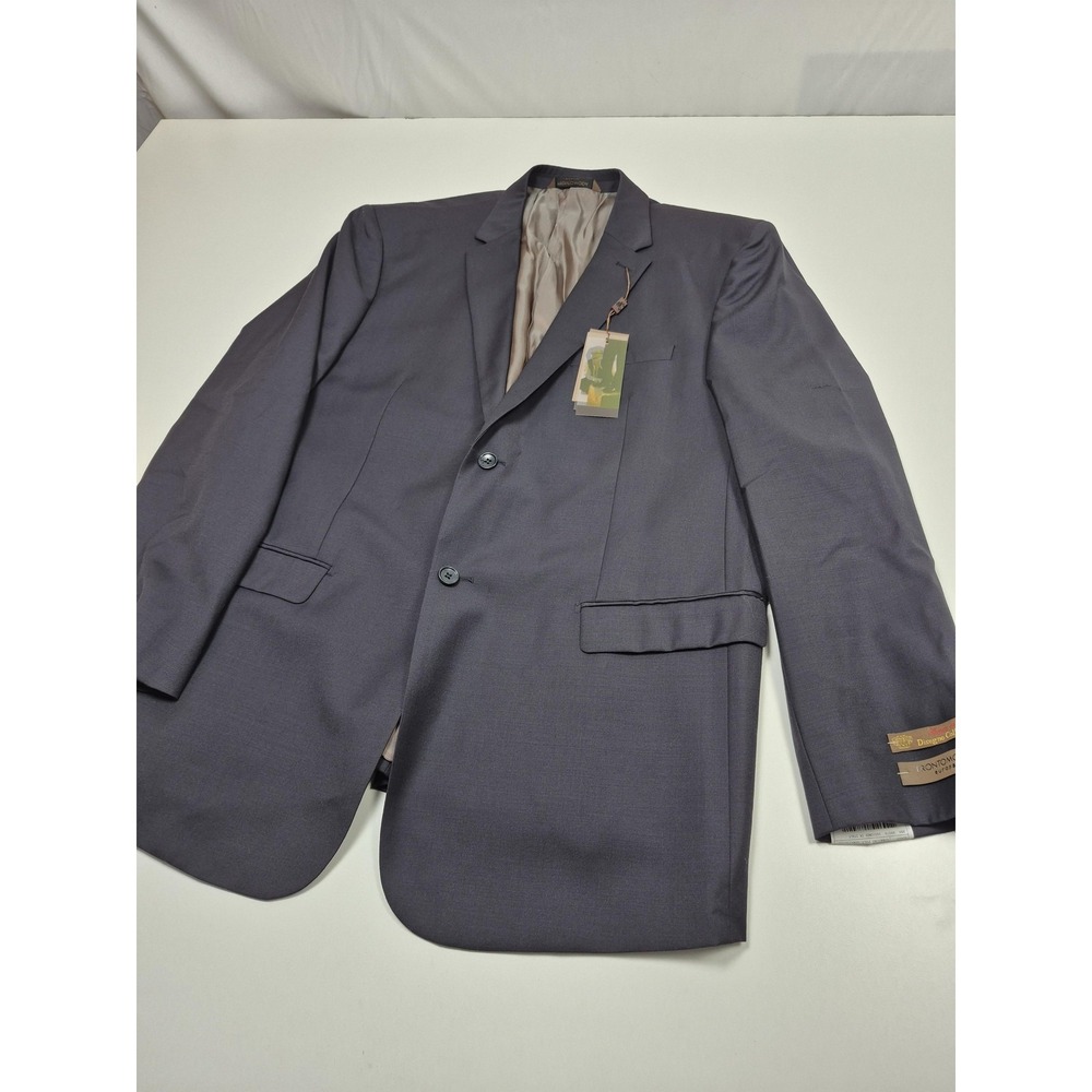 Prontomoda Suit Jacket Mens 48 Long Navy Super 140s Wool Oxford 2 Button NWT